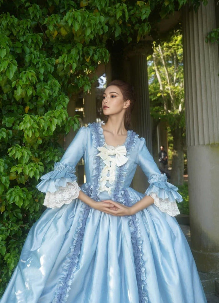 Sky Blue Rococo Ball Gown – Lavish Courtly Elegance with a Hint of Baroque Style Dress Plus Size Size 2 / Blue