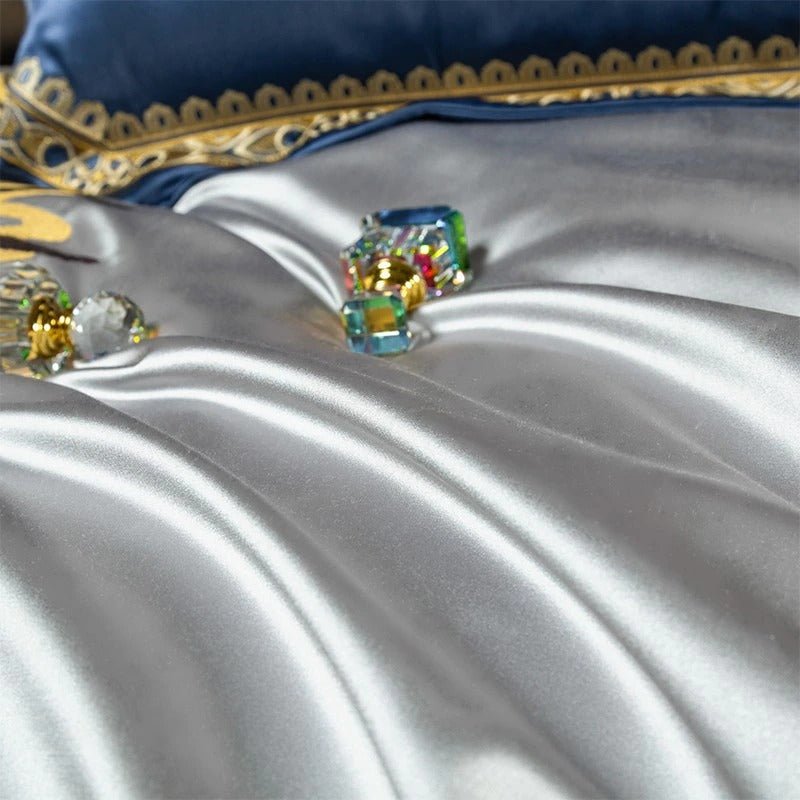 Skyler Opulent Embroidered Satin Bedding Set - WonderlandByLilian