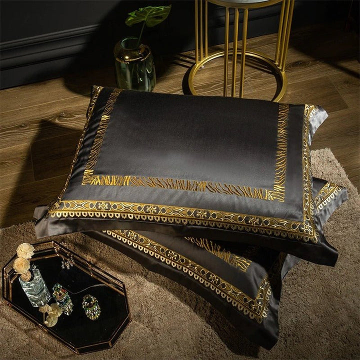 Skyler Opulent Embroidered Satin Bedding Set - WonderlandByLilian