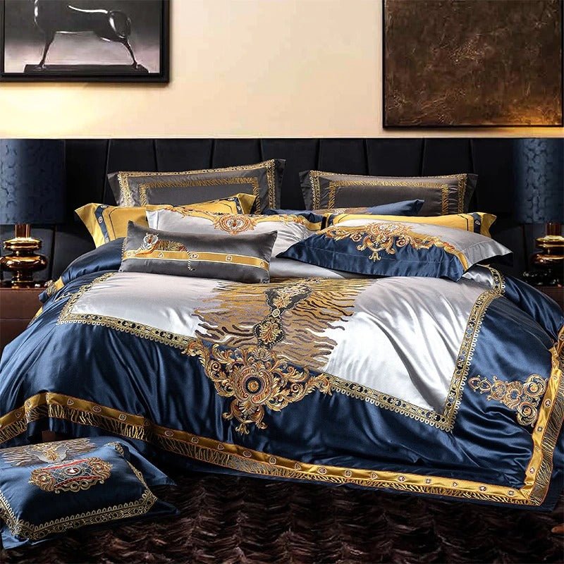 Skyler Opulent Embroidered Satin Bedding Set - WonderlandByLilian