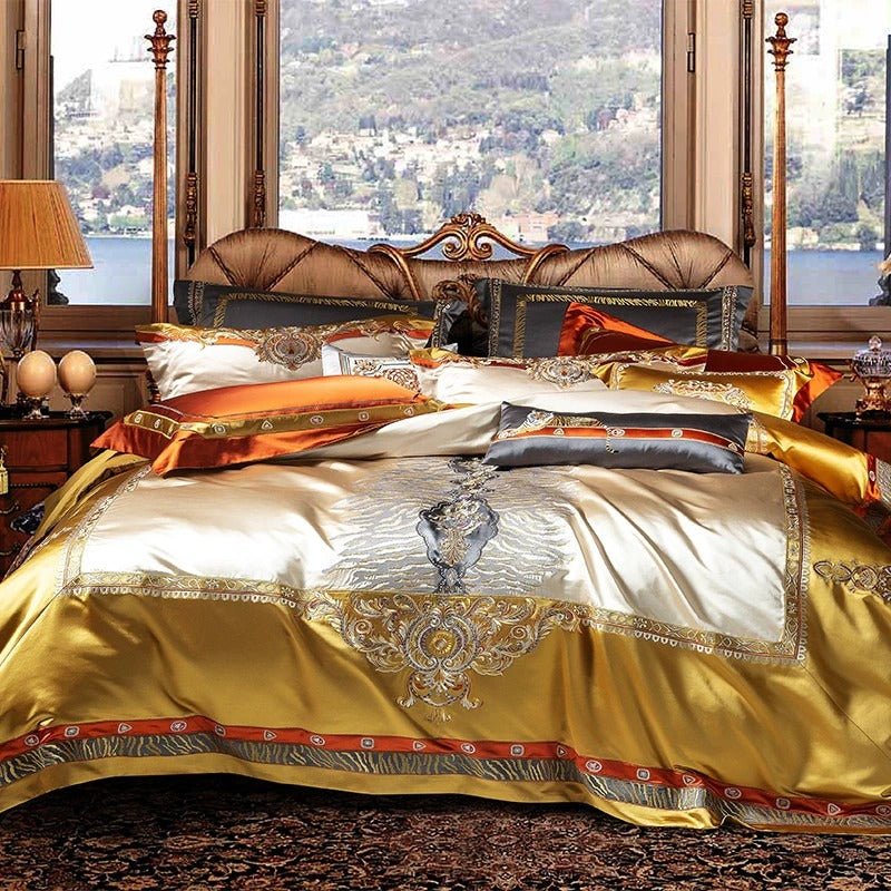 Skyler Opulent Embroidered Satin Bedding Set - WonderlandByLilian