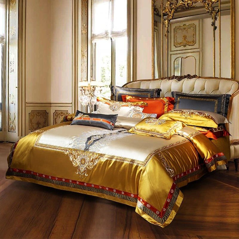 Skyler Opulent Embroidered Satin Bedding Set - WonderlandByLilian