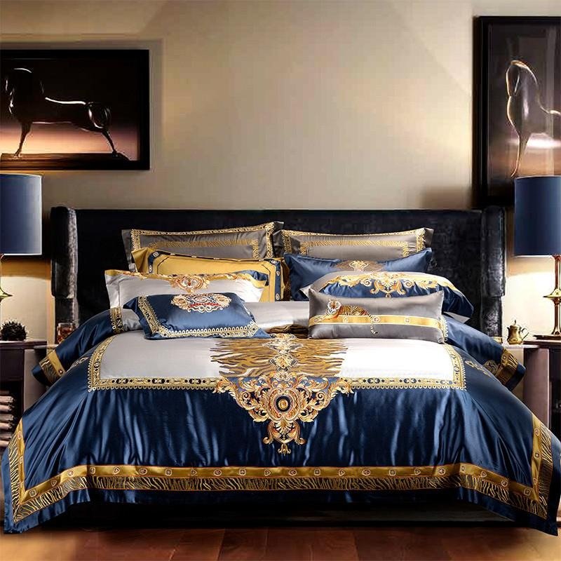 Skyler Opulent Embroidered Satin Bedding Set - WonderlandByLilian