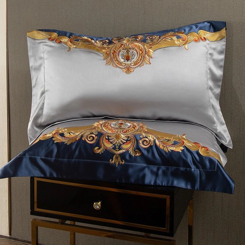 Skyler Opulent Embroidered Satin Bedding Set - WonderlandByLilian