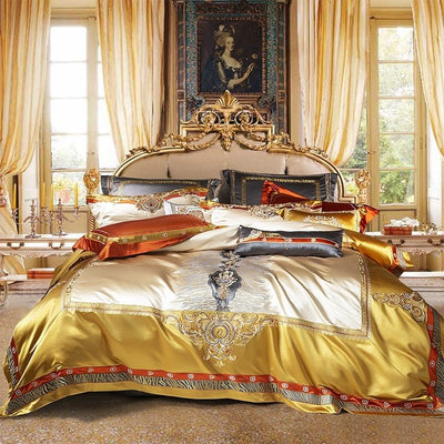 Skyler Opulent Embroidered Satin Bedding Set - WonderlandByLilian