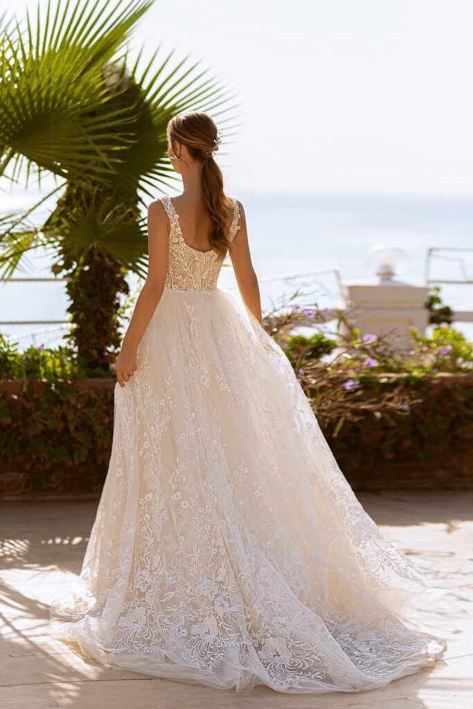 Sleeveless Ball Gown Wedding - Dress V - Neck Wedding Dress - Floral Wedding Gown - Elegant Bridal Dress Plus Size - WonderlandByLilian