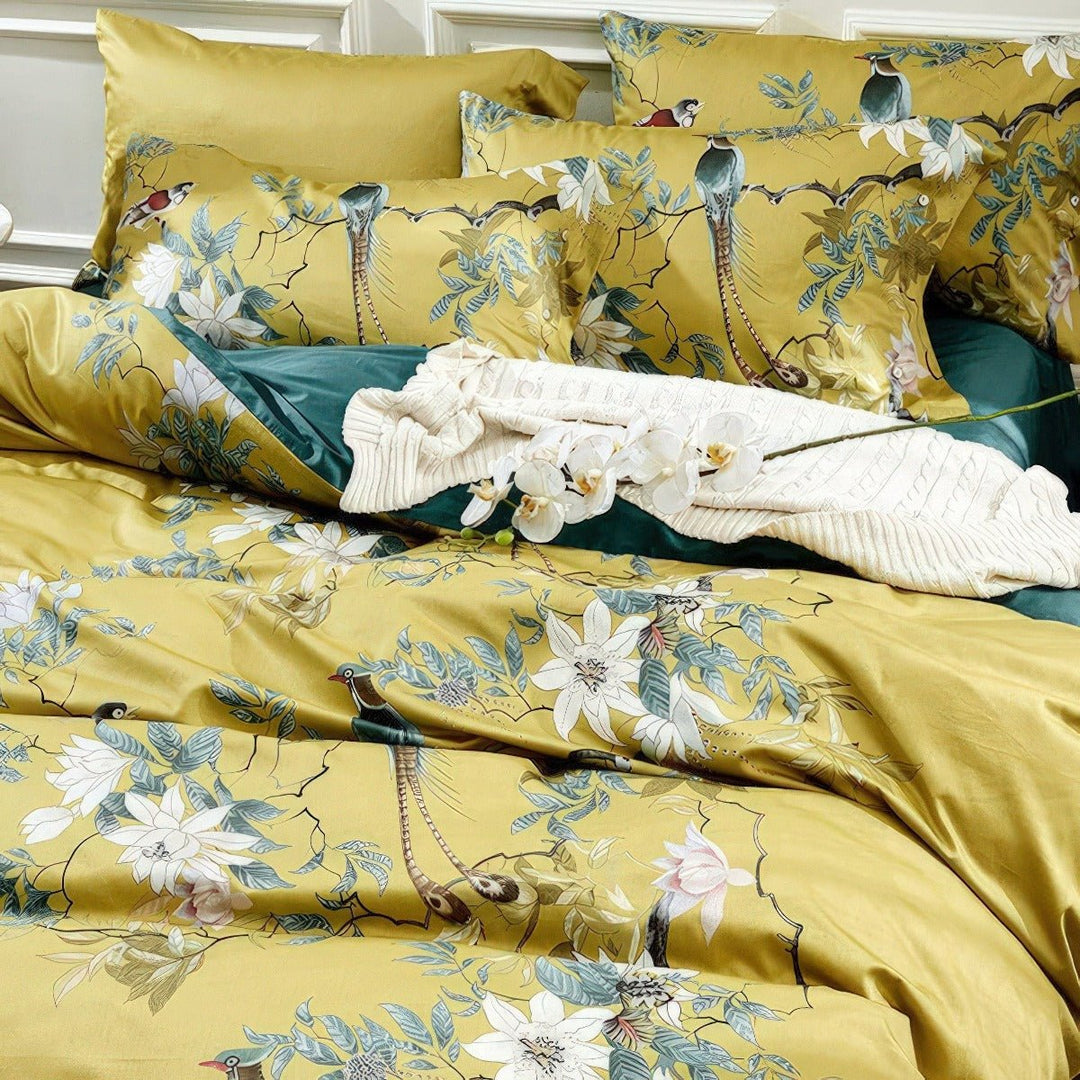 Solarosa Yellow Silky Egyptian Cotton Bedding Set - WonderlandByLilian