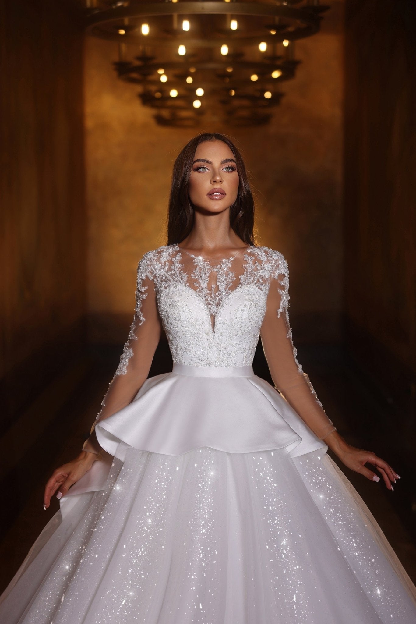 Sophisticated Lace and Sparkle Wedding Gown Plus Size - WonderlandByLilian