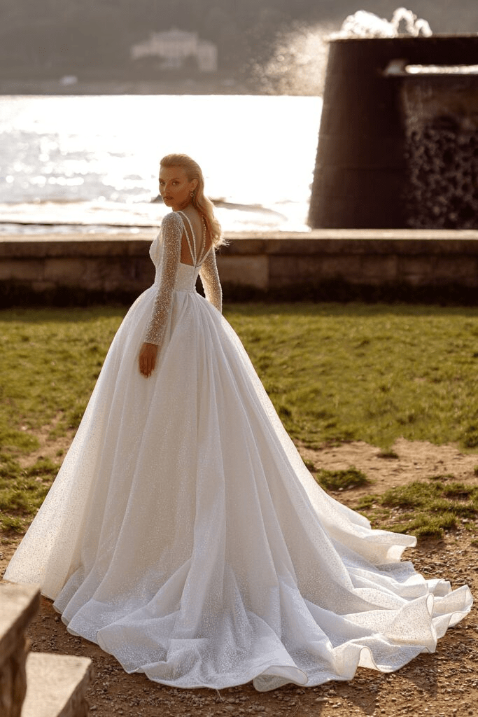 Sparkle Glitter Wedding Dress - Long Sleeve Wedding Dress - Aline Ball Gown Wedding Dress Plus Size - WonderlandByLilian
