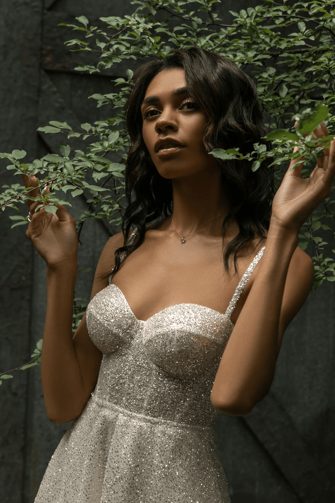 Sparkly Ball Gown Wedding Dress with Sweetheart Corset – Spaghetti Strap Wedding Dress with Detachable Sleeves Plus Size - Megan - WonderlandByLilian
