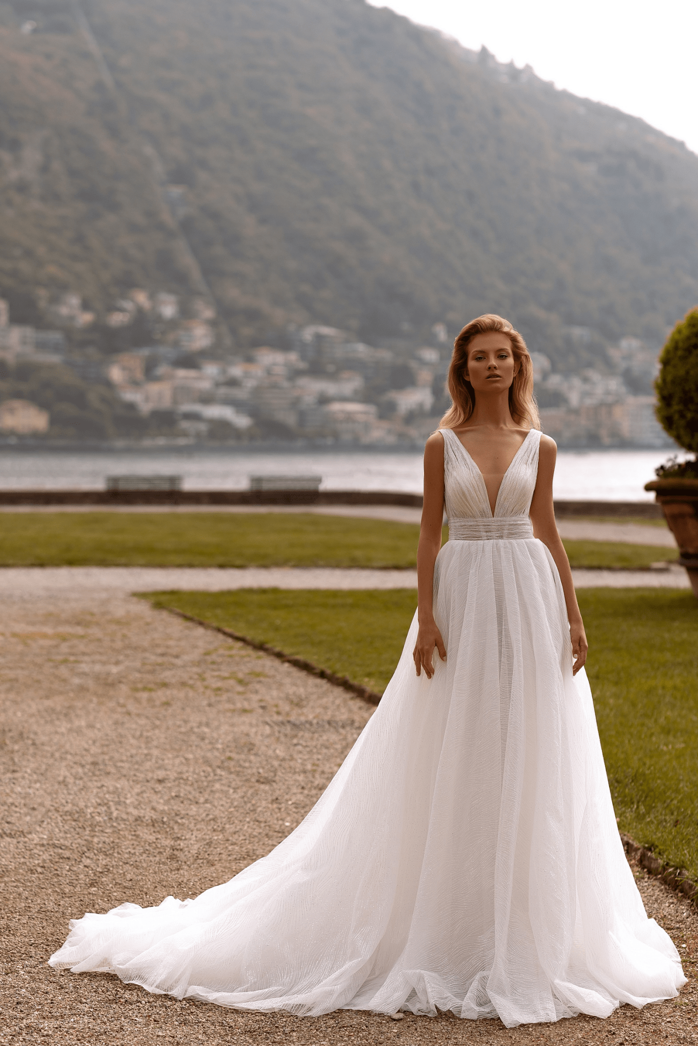 Sparkly Dress for Wedding with V - Neck - Aline Ball Gown Wedding Dress - Beaded Dress Plus Size - WonderlandByLilian