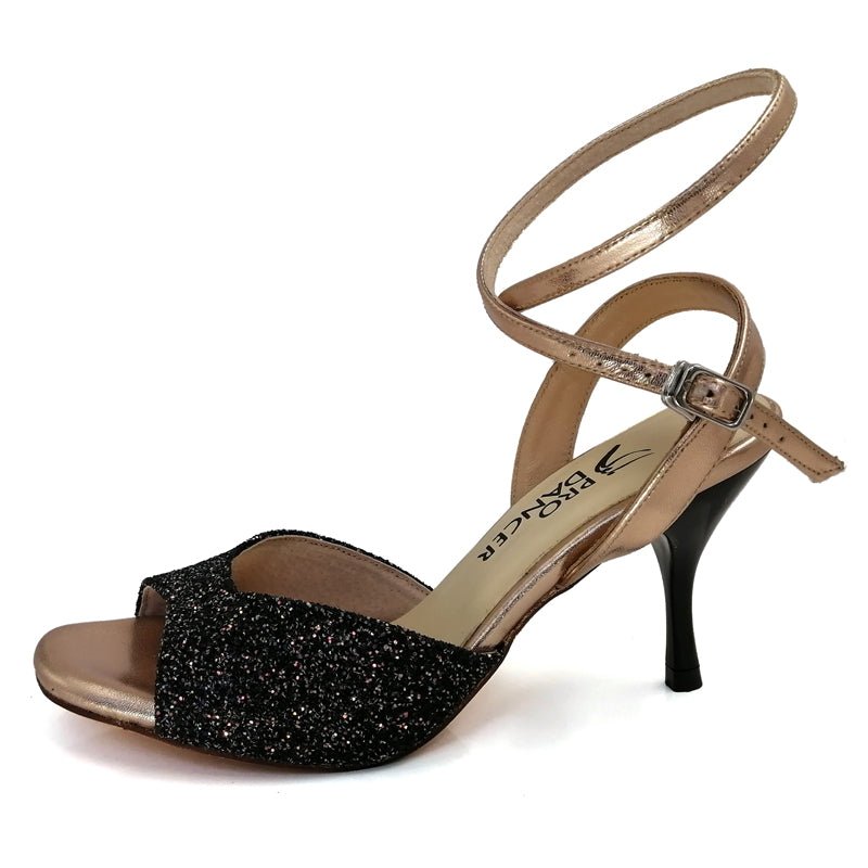 Starbound Whisper – Handmade Glitter Leather Tango Dance Heels - WonderlandByLilian