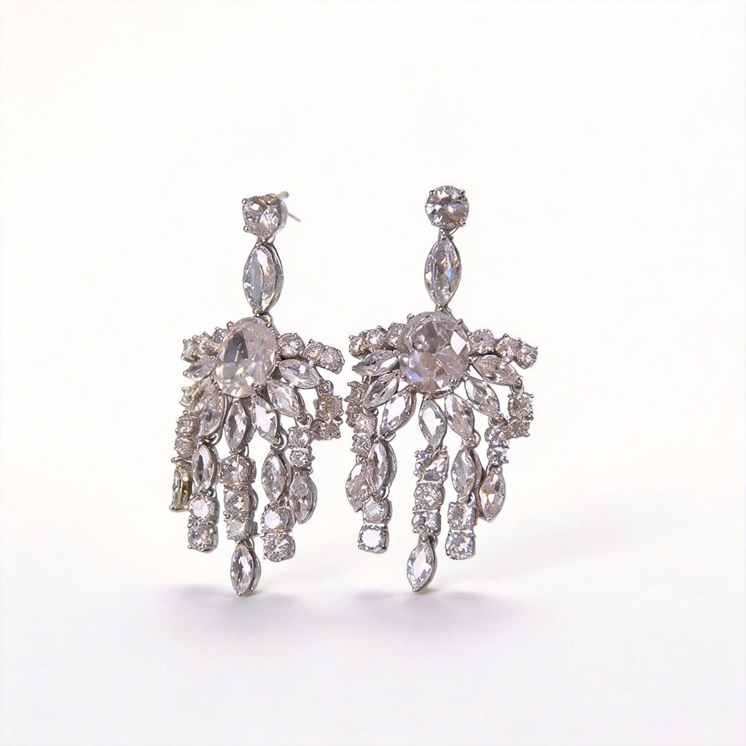 Stardust Fan – Crystal Waterfall Statement Earrings - WonderlandByLilian