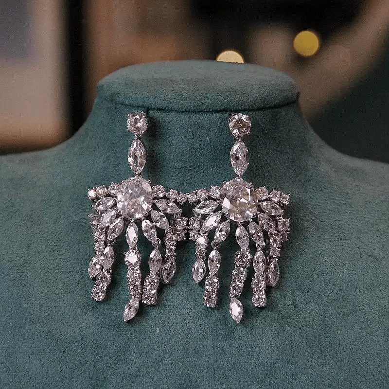 Stardust Fan – Crystal Waterfall Statement Earrings - WonderlandByLilian