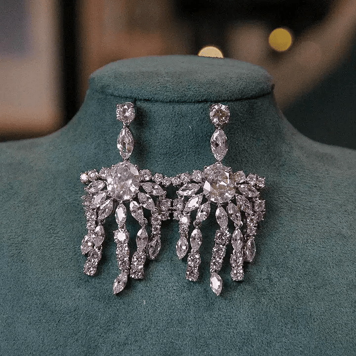 Stardust Fan – Crystal Waterfall Statement Earrings - WonderlandByLilian