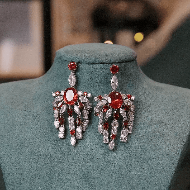 Stardust Fan – Crystal Waterfall Statement Earrings - WonderlandByLilian