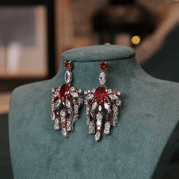 Stardust Fan – Crystal Waterfall Statement Earrings - WonderlandByLilian