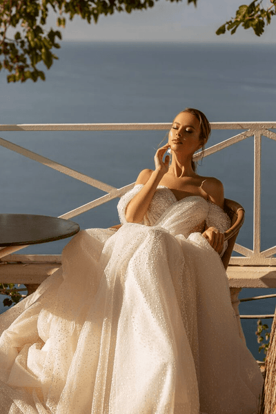 Strapless Sweetheart Neckline Wedding Dress - Off Shoulder Wedding Dress - Lace Bodice Wedding Gown Plus Size - WonderlandByLilian