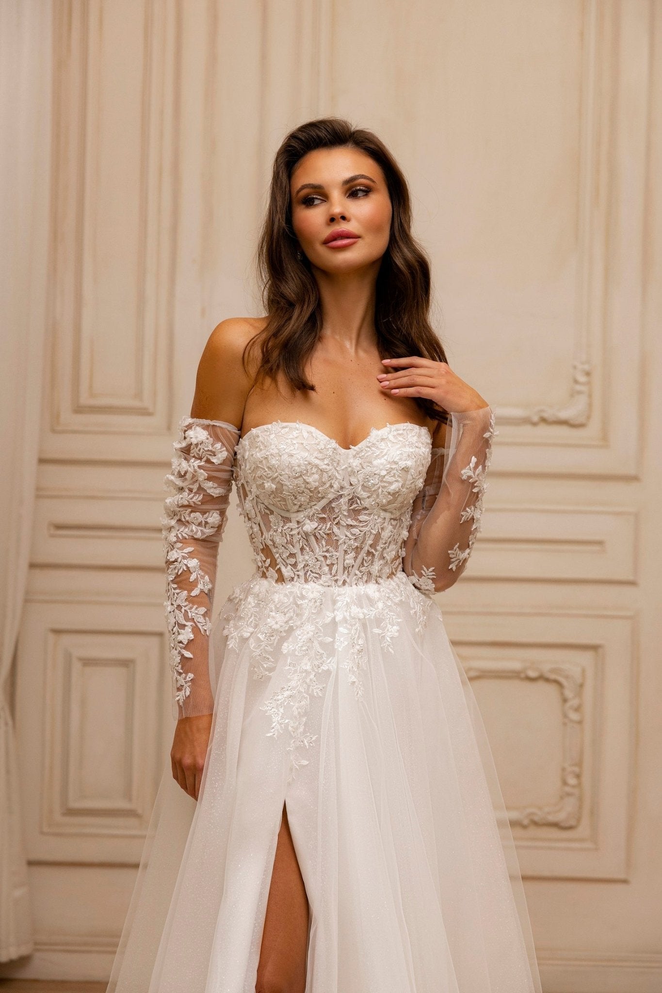 Stunning Off-the-Shoulder Ball Gown with Lace Appliqués and Dramatic Train Plus Size - WonderlandByLilian