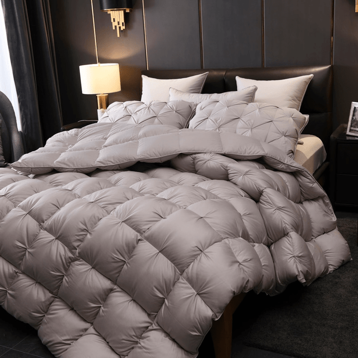 Tanya Grey Pinch Quilted Goose Down Comforter - WonderlandByLilian