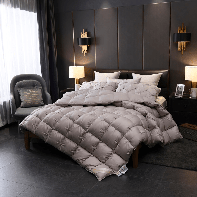 Tanya Grey Pinch Quilted Goose Down Comforter - WonderlandByLilian