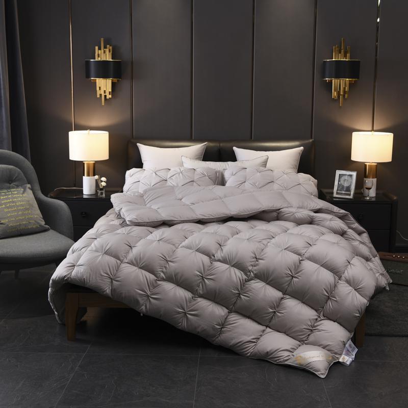 Tanya Grey Pinch Quilted Goose Down Comforter - WonderlandByLilian