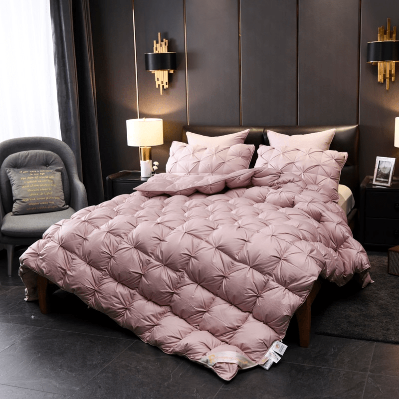 Tanya Lilac Pinch Quilted Goose Down Comforter - WonderlandByLilian