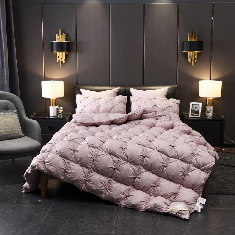 Tanya Lilac Pinch Quilted Goose Down Comforter - WonderlandByLilian