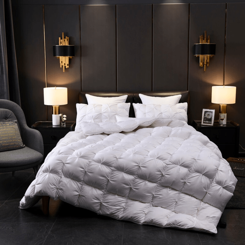 Tanya White Pinch Quilted Goose Down Comforter - WonderlandByLilian