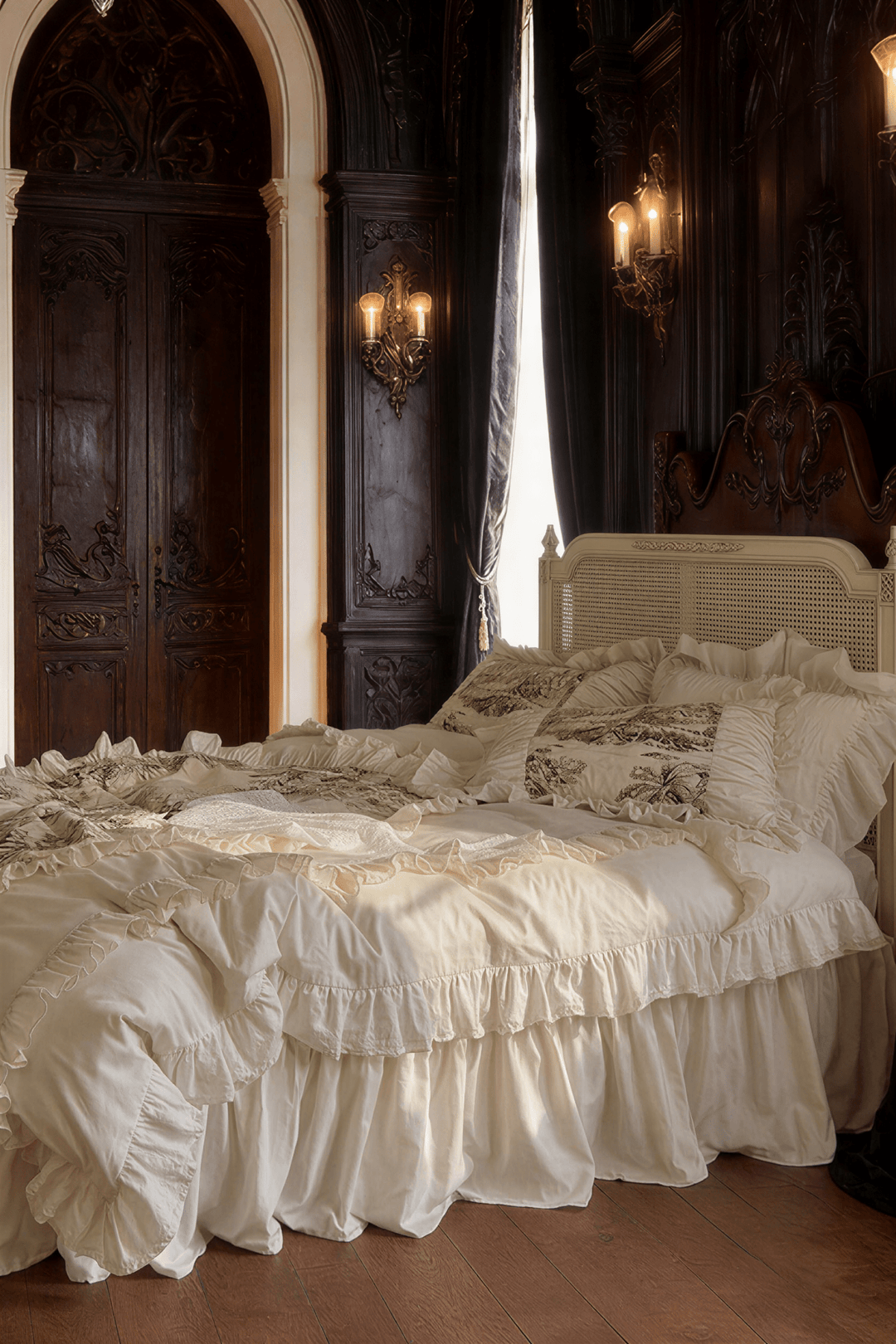 The 'Château Étoile Blanche' Embroidered Ruffled Bedding Set - WonderlandByLilian