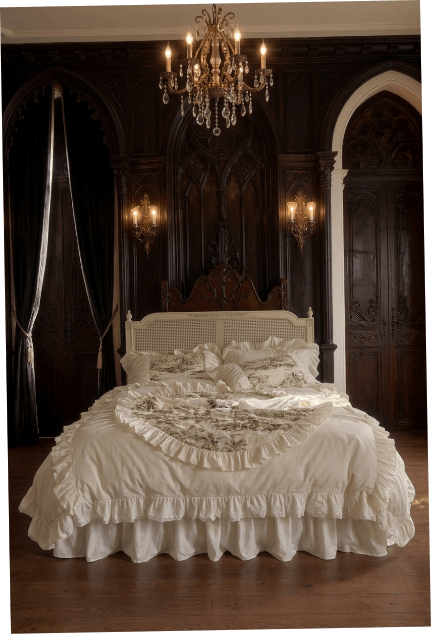 The 'Château Étoile Blanche' Embroidered Ruffled Bedding Set - WonderlandByLilian