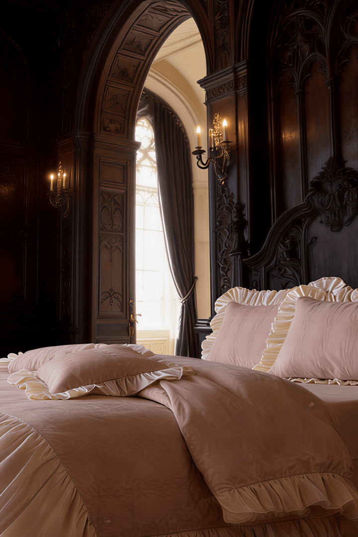 The 'Château Rosaline' Jacquard Ruffled Bedding Set - WonderlandByLilian