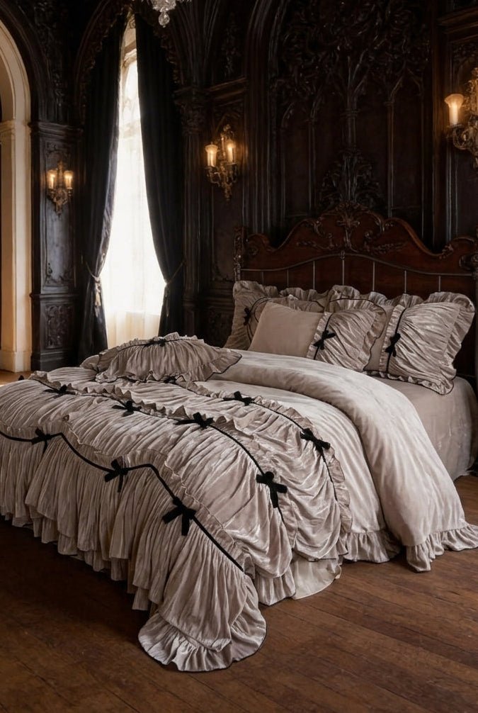 The 'Château Sable Doux' Ruffled Cotton Bedding Set - WonderlandByLilian