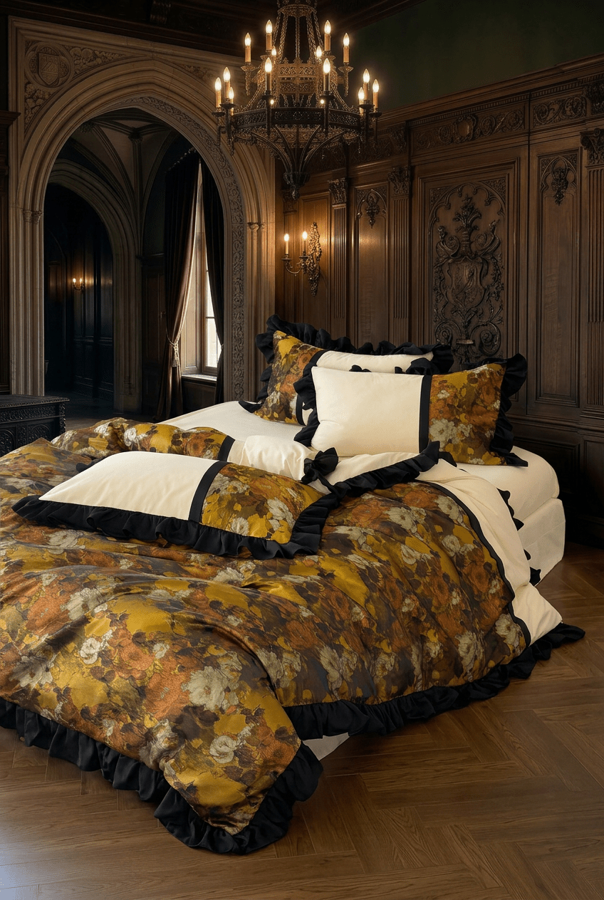 The 'Château Sienne' Ruffled Floral Bedding Set - WonderlandByLilian