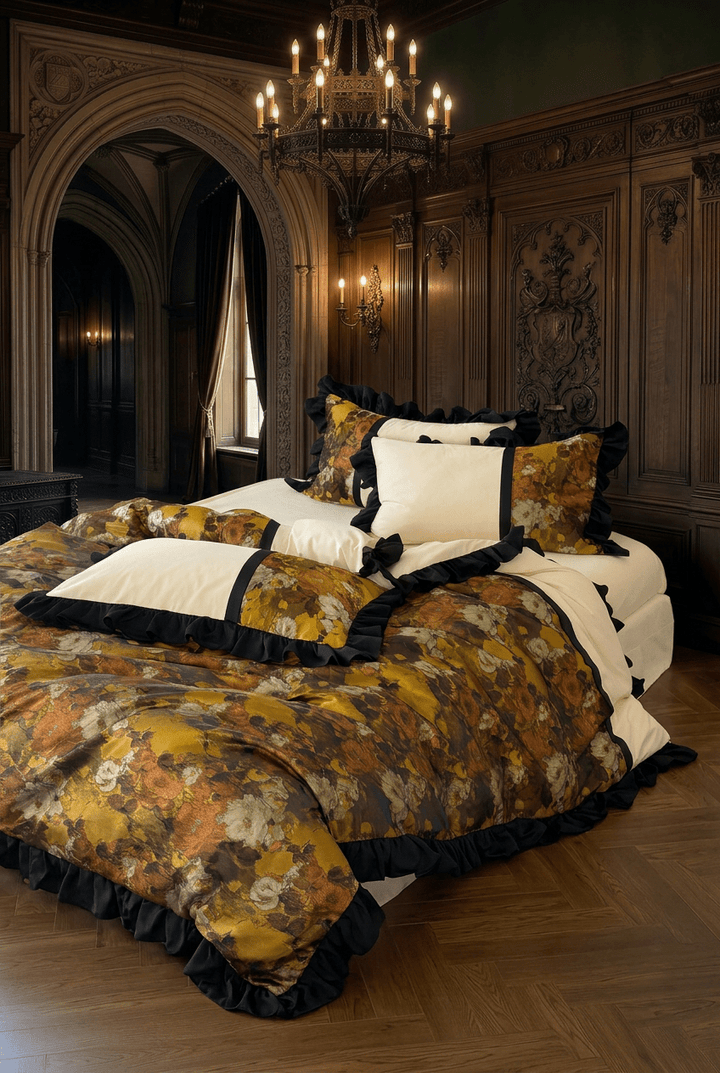 The 'Château Sienne' Ruffled Floral Bedding Set - WonderlandByLilian