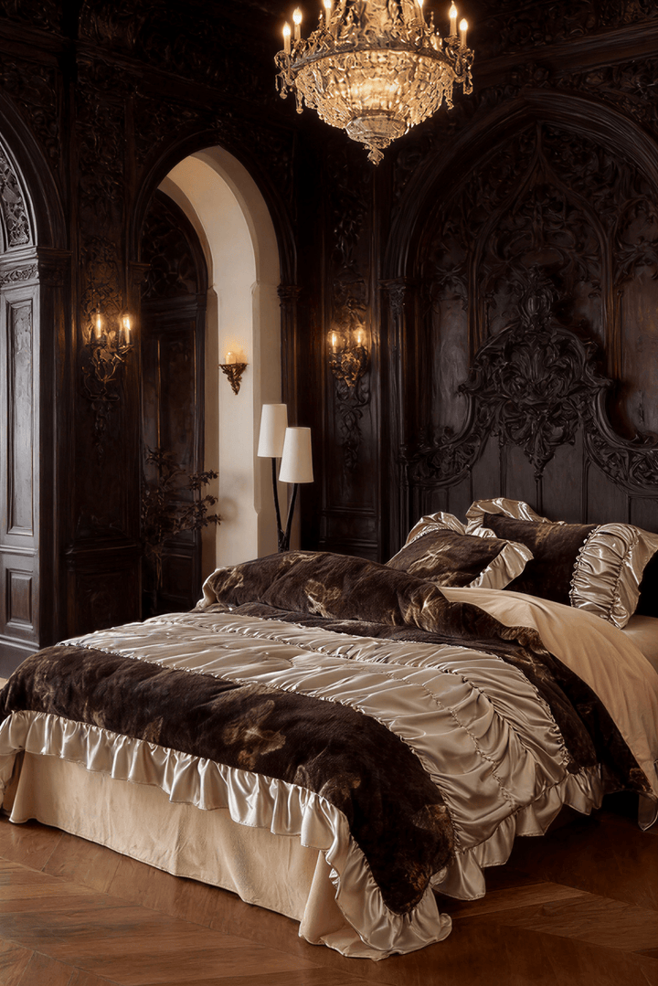 The 'Château Velours Impérial' Faux Leather & Milk Velvet Bedding Set - WonderlandByLilian