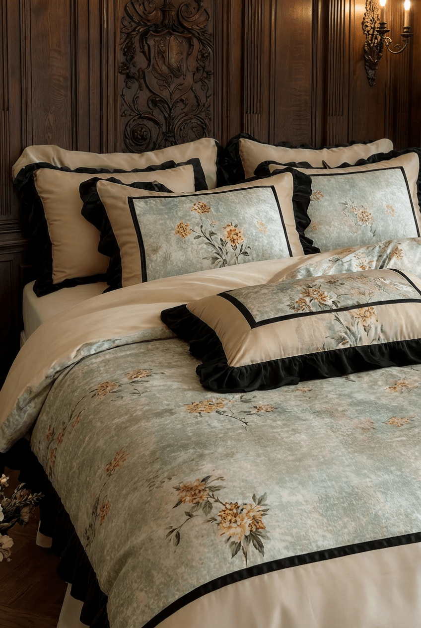 The 'Emerald Manor' Monochromatic Emerald Brushed Tencel - Cotton Bedding Set - WonderlandByLilian