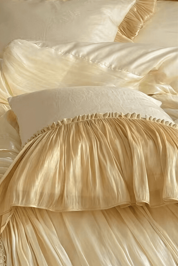 The 'Golden Manor' Golden Yellow Pure Cotton Bedding Set - WonderlandByLilian
