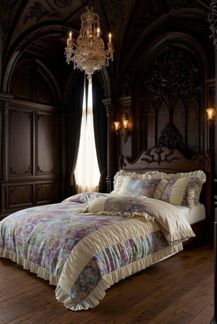 The 'Jardin de Rêve' Floral Ruffled Tencel Cotton Bedding Set - WonderlandByLilian