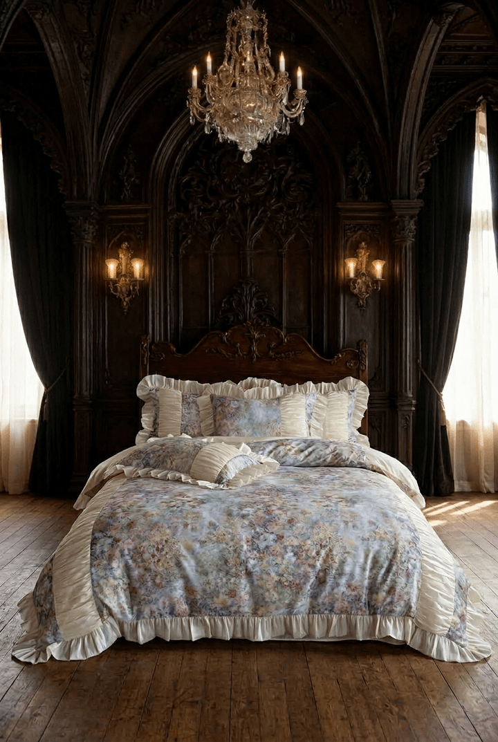 The 'Jardin de Rêve' Floral Ruffled Tencel Cotton Bedding Set - WonderlandByLilian