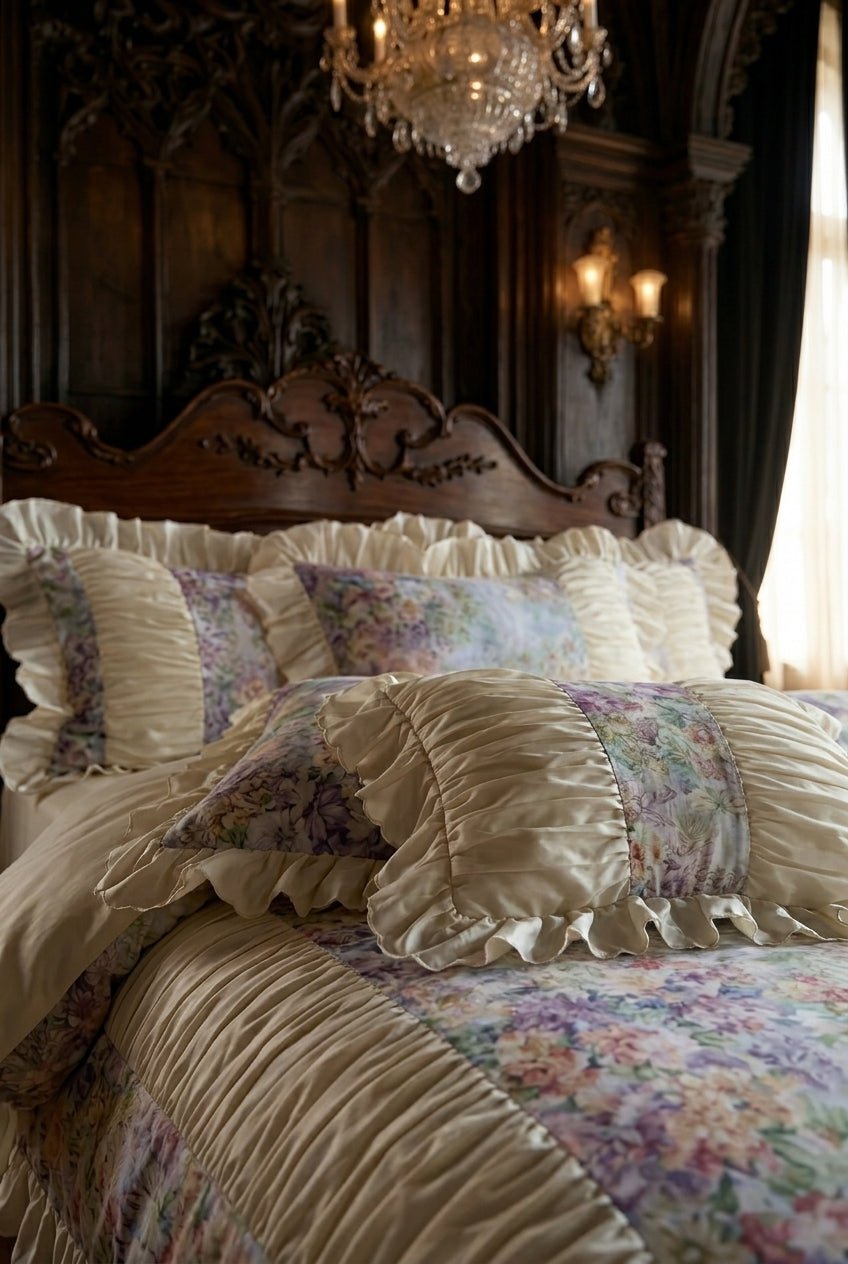 The 'Jardin de Rêve' Floral Ruffled Tencel Cotton Bedding Set - WonderlandByLilian