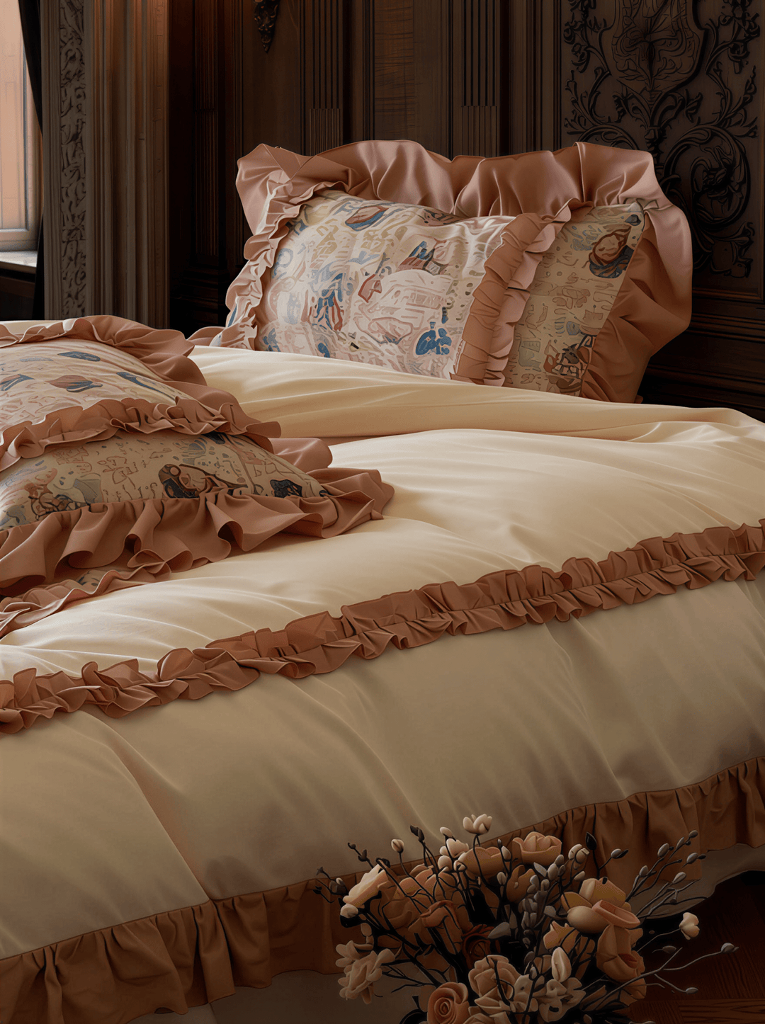 The 'Lavender Dream' Lavender & Ivory Ruffled Bedding Set - WonderlandByLilian