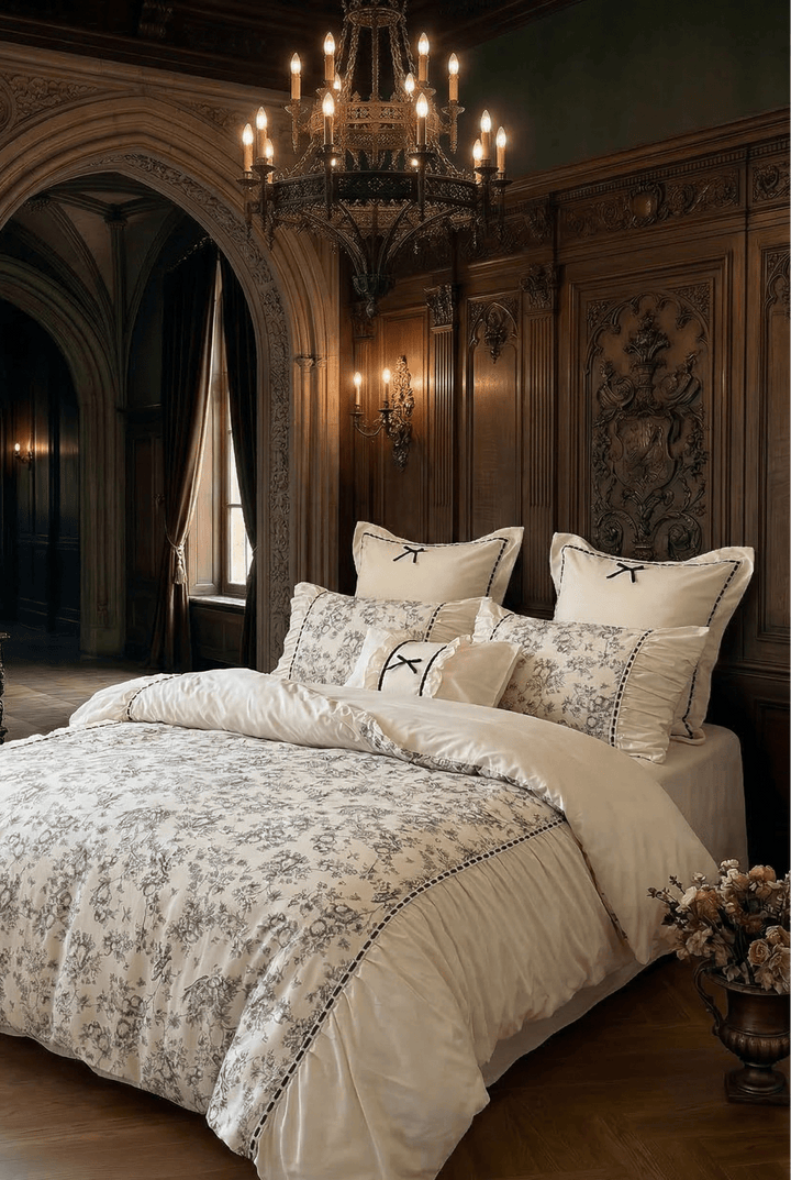 The 'Manor Blue' Vintage Blue Pure Cotton Ruffled Bedding Set - WonderlandByLilian