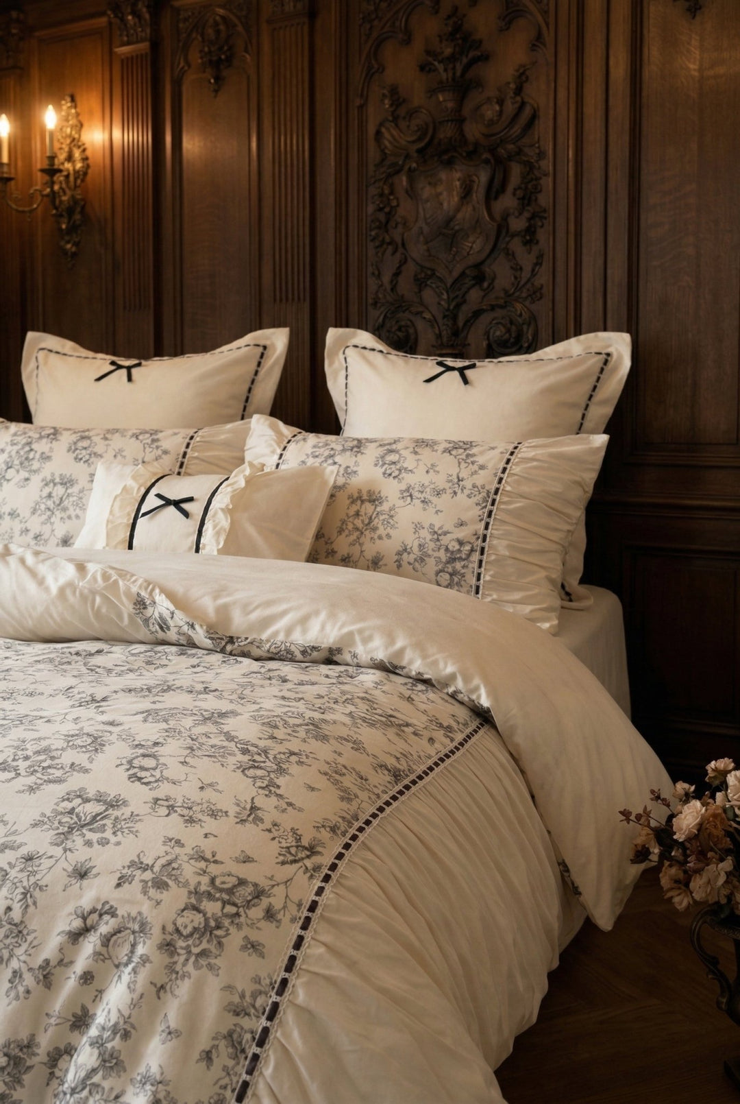 The 'Manor Blue' Vintage Blue Pure Cotton Ruffled Bedding Set - WonderlandByLilian