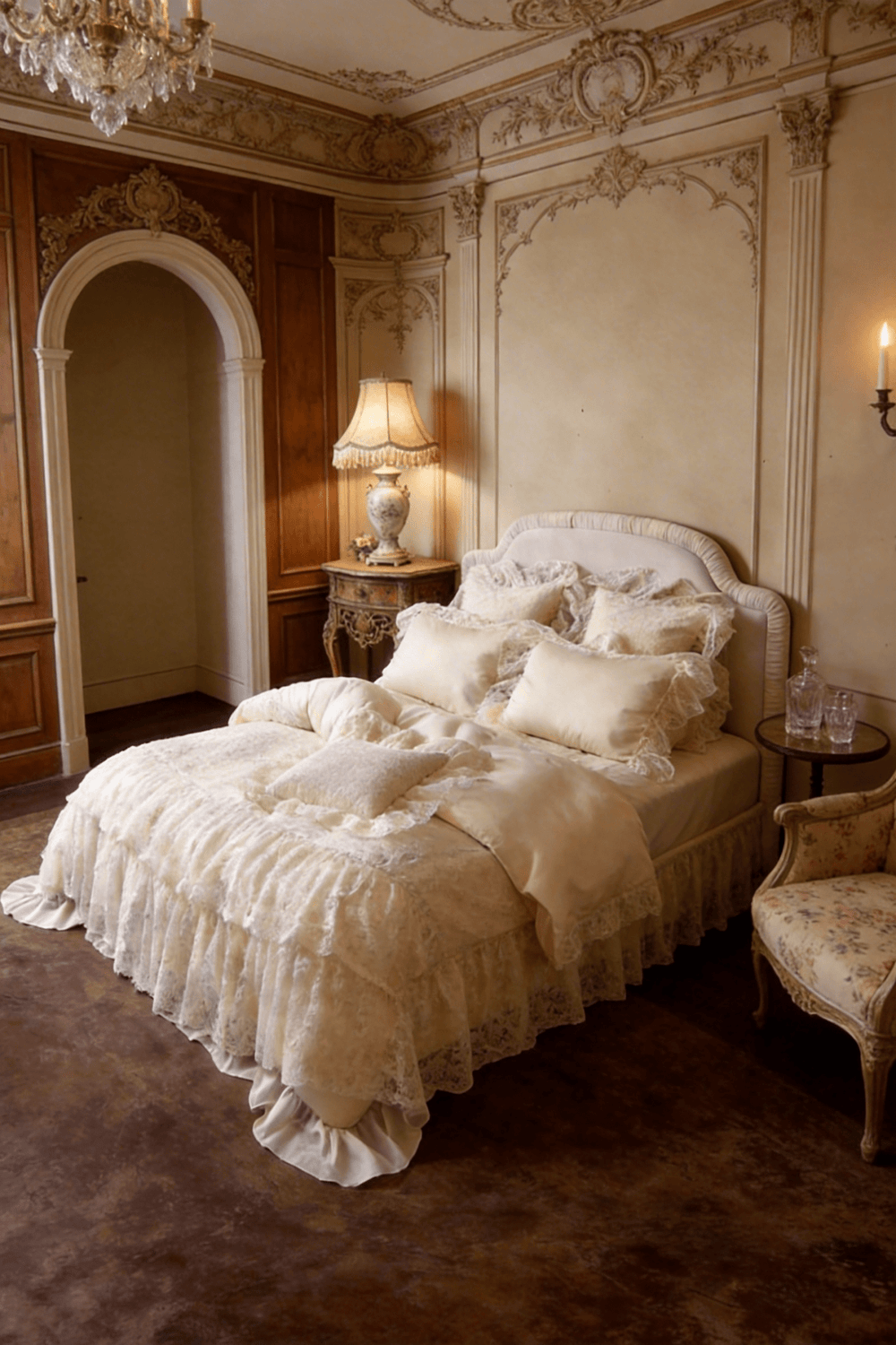 The 'Manor Lace' Ivory Pure Cotton Ruffled Bedding Set - WonderlandByLilian