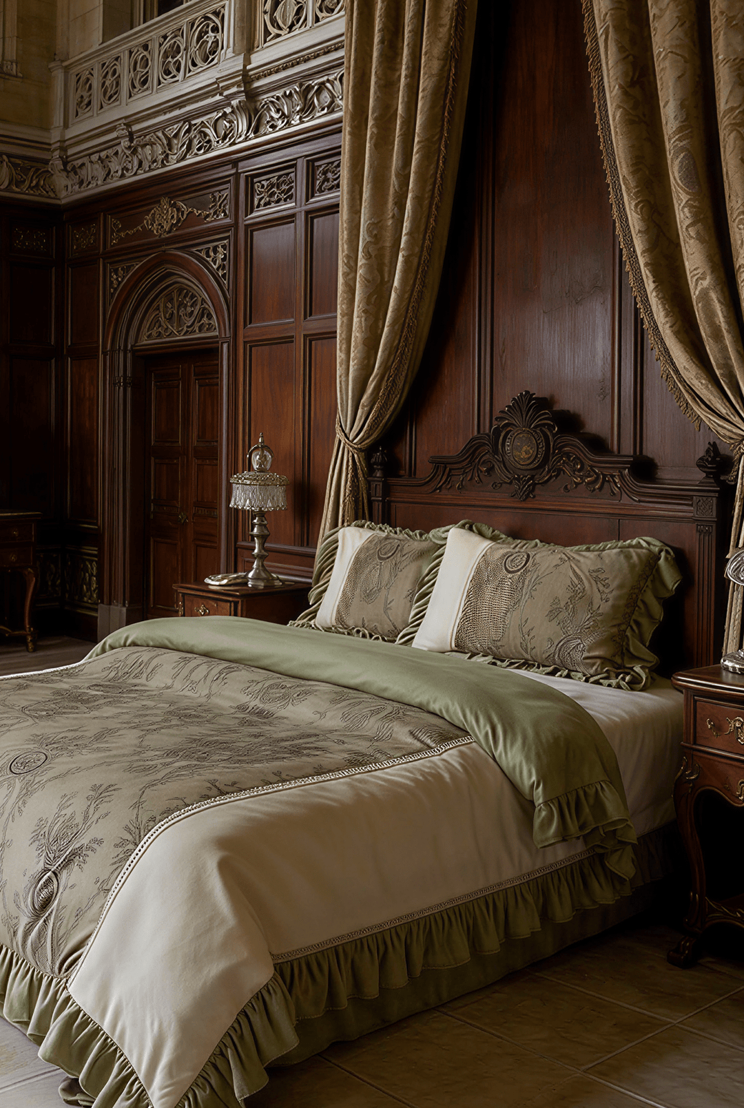 The 'Meadow Whisper' Sage & Cream Ruffled Bedding Set - WonderlandByLilian