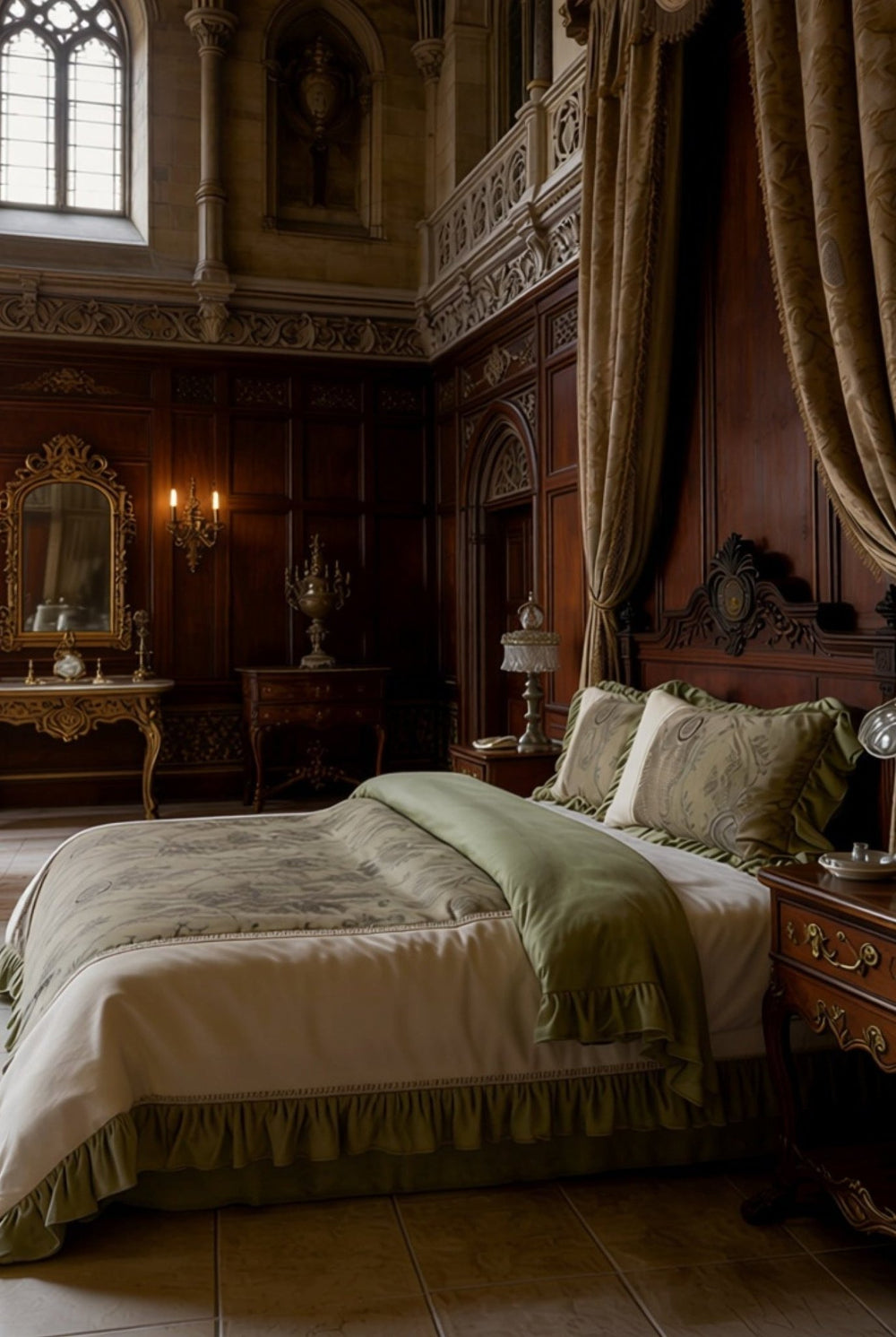 The 'Meadow Whisper' Sage & Cream Ruffled Bedding Set - WonderlandByLilian