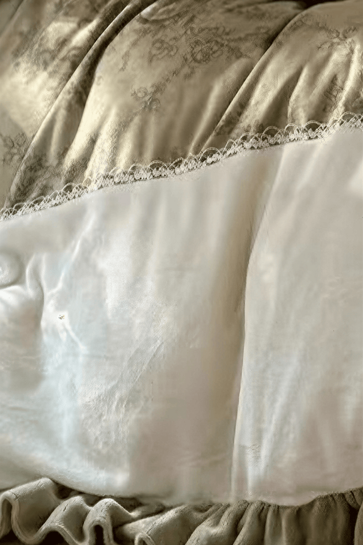 The 'Meadow Whisper' Sage & Cream Ruffled Bedding Set - WonderlandByLilian
