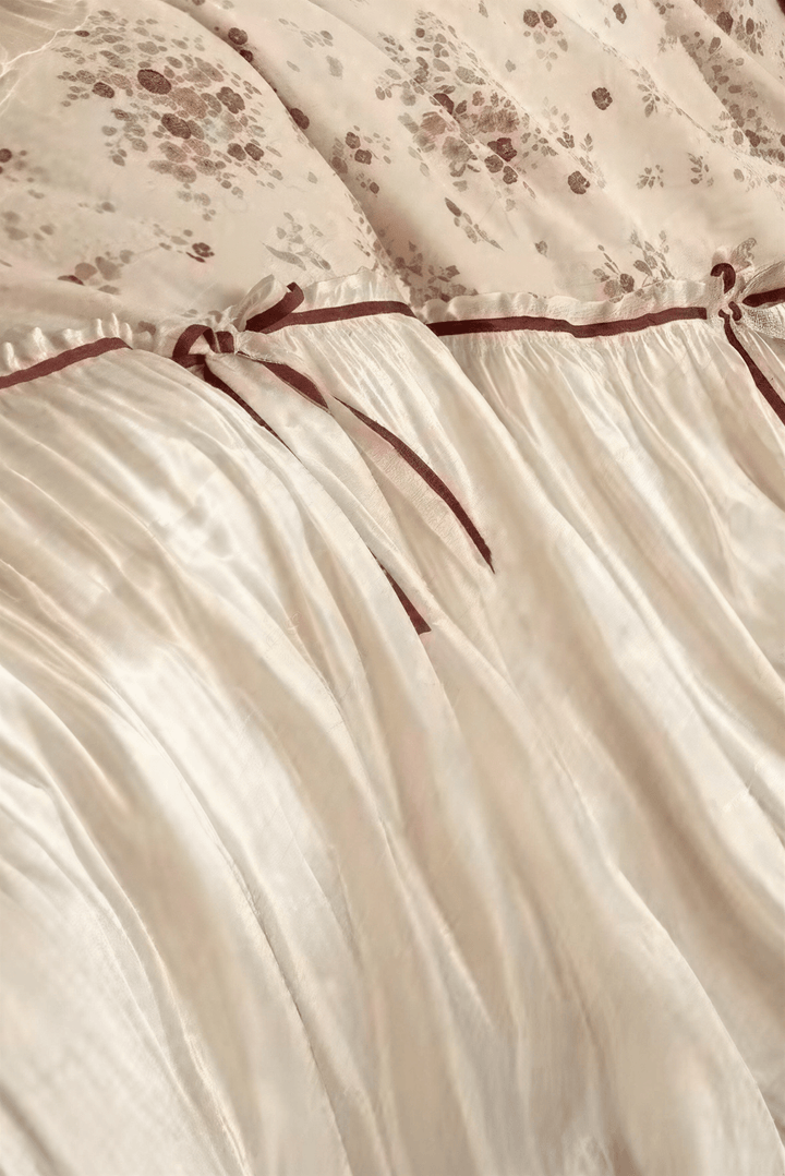 The 'Mocha Blossom' Ivory Ruffled Cotton Bedding Set - WonderlandByLilian