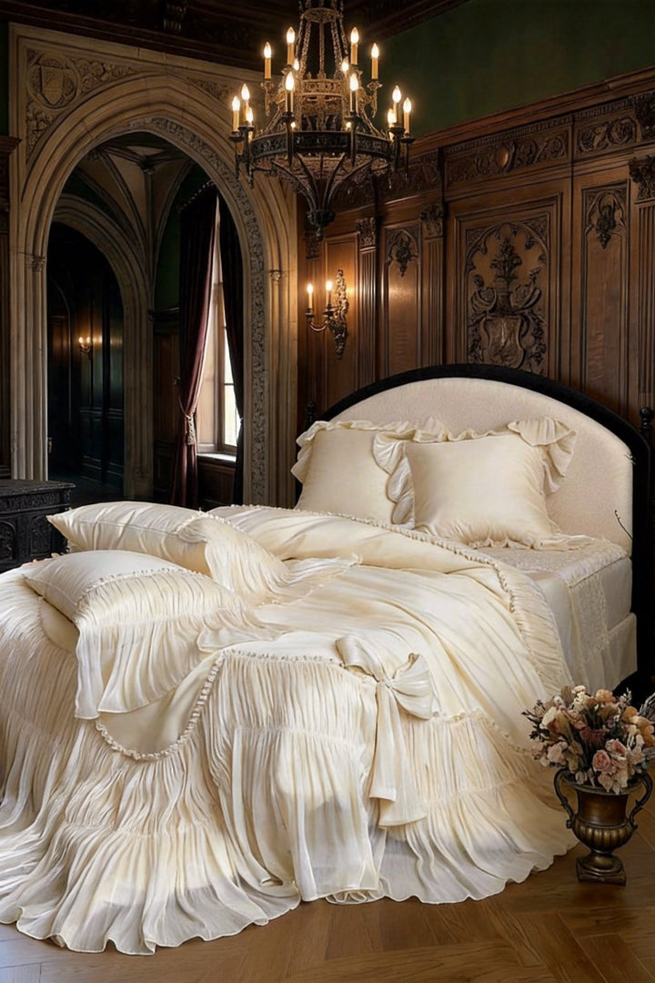 The 'Versailles Silk - Touch' Pleated Cotton Bedding Set - WonderlandByLilian